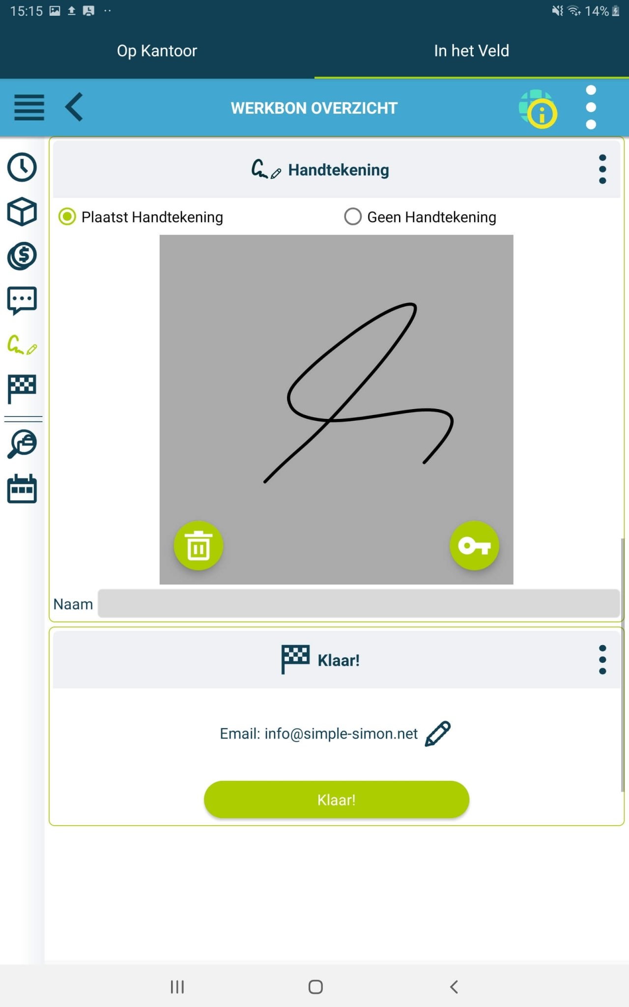 Digitale werkbon app