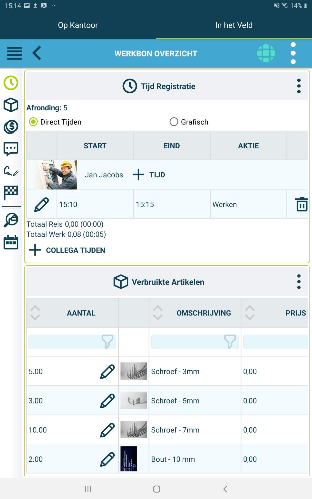 Digitale werkbon app
