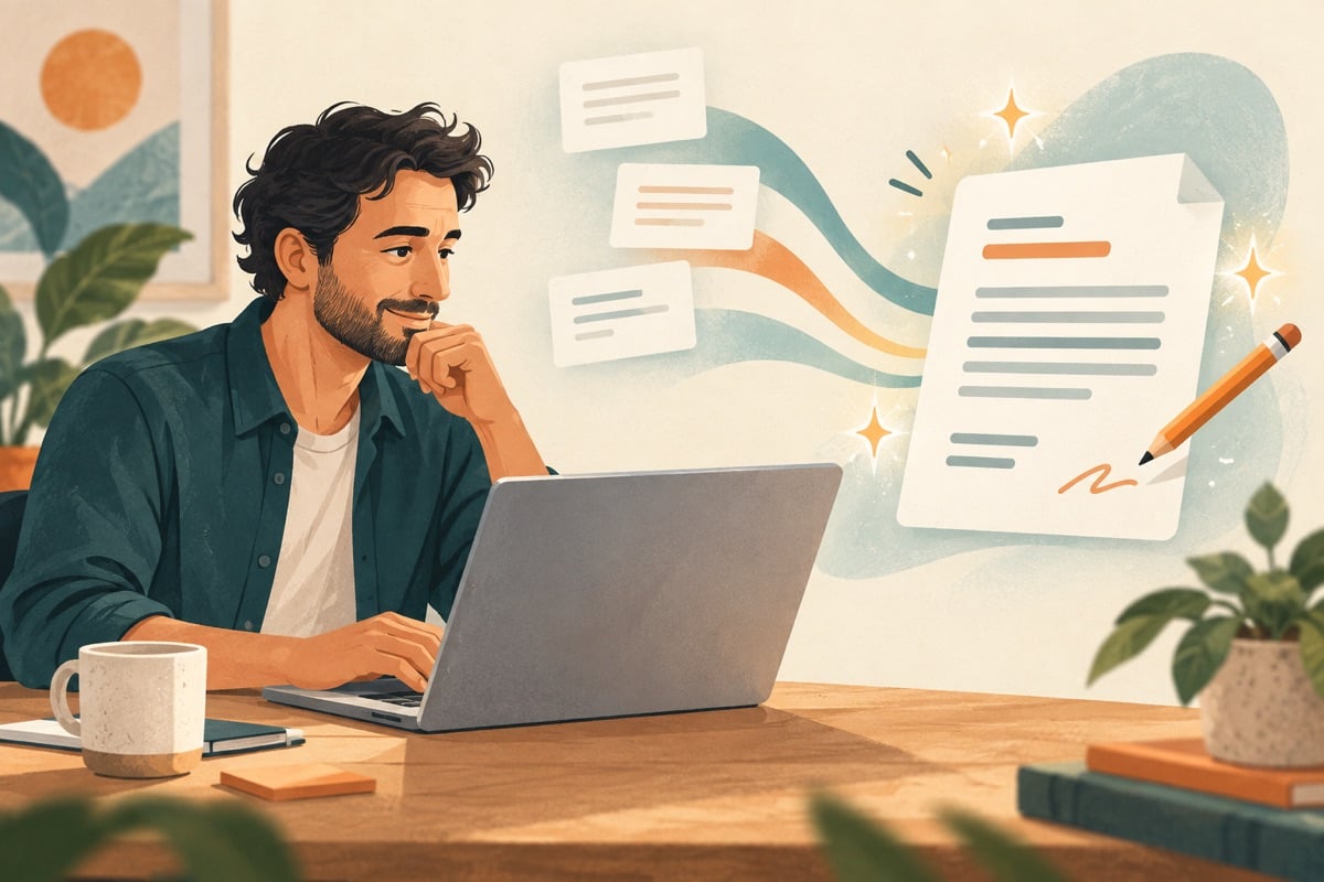 Illustratie van een offerte die met AI-ondersteuning wordt opgesteld en gecontroleerd.